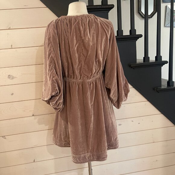 Free People Portia Lantern Sleeve Velvet Mini Dress in Winter Bloom NWT Small - Picture 8 of 13